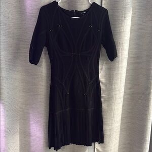 Fashion Nova Black Ribbed Bandage Dress